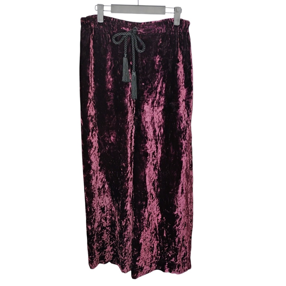 Vtg Ralph Lauren Country Wide Leg Velvet Palazzo Pants Womens 8 Burgundy Witchy